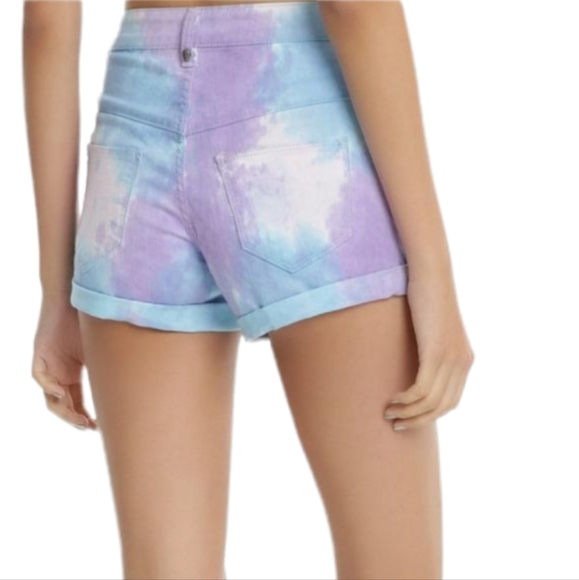 BLACKHEART purple/blue tie-dye High Rise V-stitch denim shorts HOT TOPIC… - Picture 2 of 14